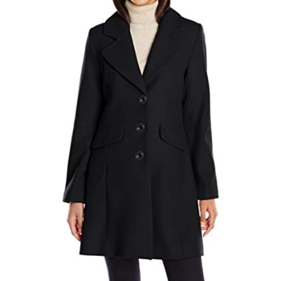 CeCe by Cynthia Steffe AVA Black Wool Blend Coat - Picture 1 of 2